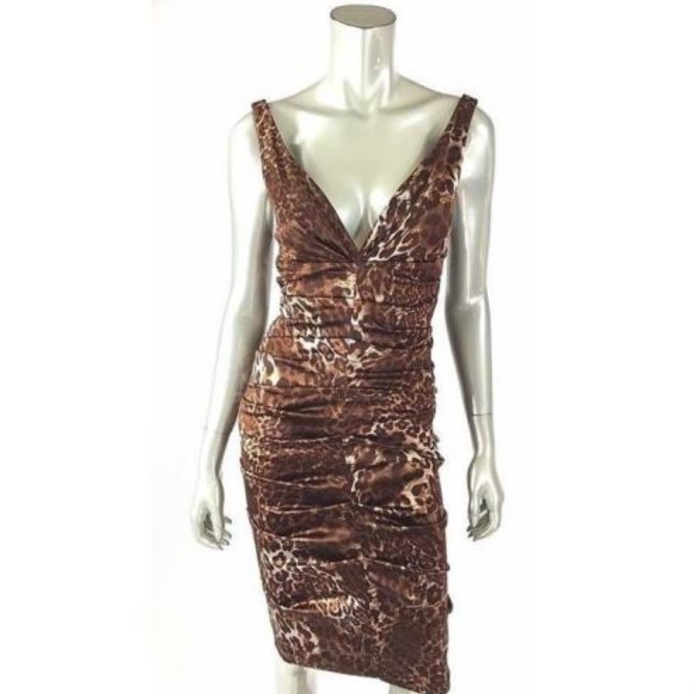 Nicole Miller Cocktail Dress Leopard Cheetah Animal